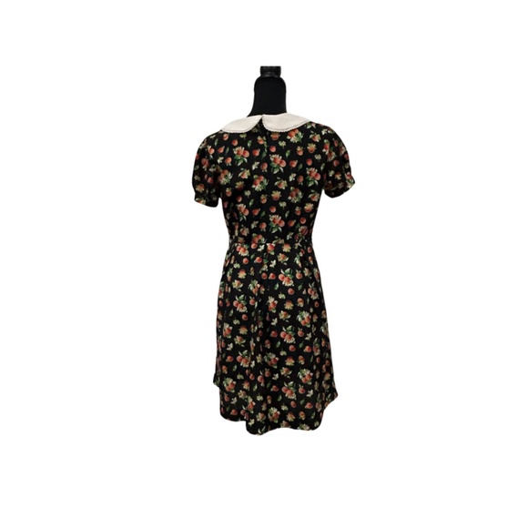 Cute Peter Pan Collar Dress with Peach Print - Picture 3 of 4